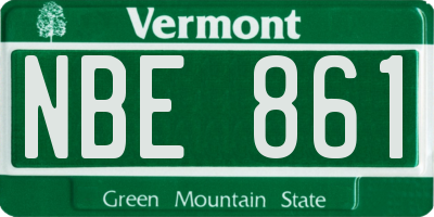 VT license plate NBE861