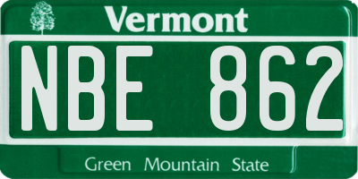 VT license plate NBE862