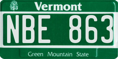 VT license plate NBE863