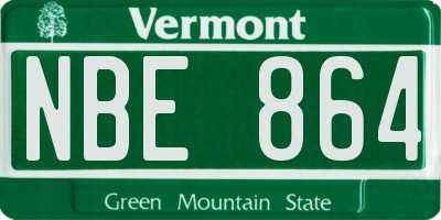 VT license plate NBE864