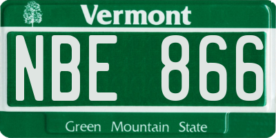 VT license plate NBE866