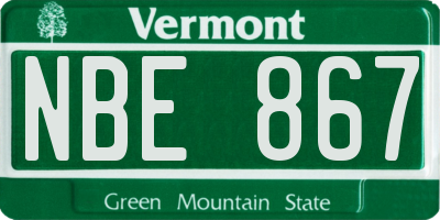 VT license plate NBE867