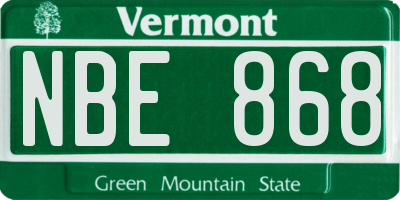 VT license plate NBE868