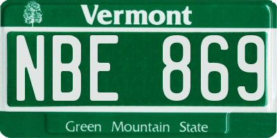 VT license plate NBE869