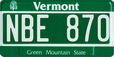 VT license plate NBE870
