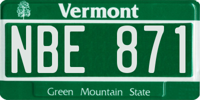 VT license plate NBE871