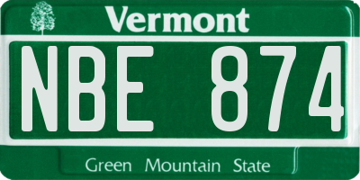 VT license plate NBE874