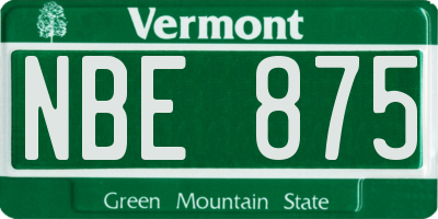 VT license plate NBE875