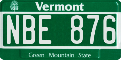 VT license plate NBE876