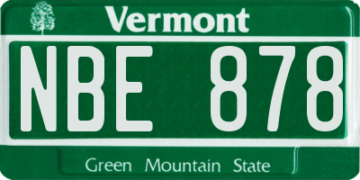 VT license plate NBE878