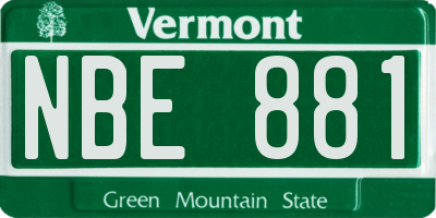VT license plate NBE881