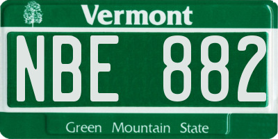 VT license plate NBE882
