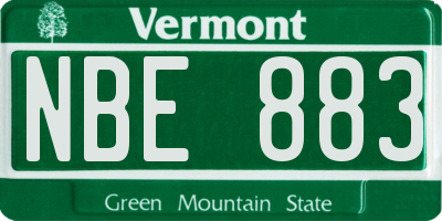 VT license plate NBE883