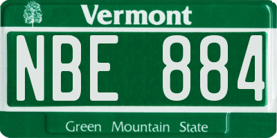 VT license plate NBE884