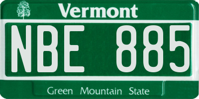 VT license plate NBE885