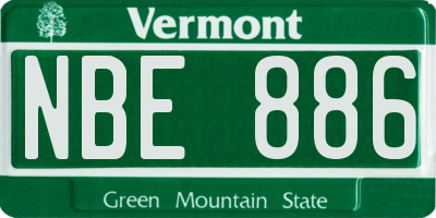 VT license plate NBE886