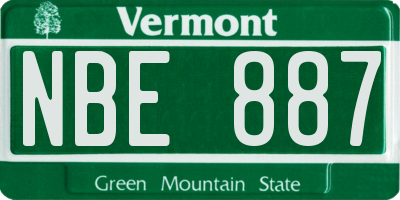 VT license plate NBE887