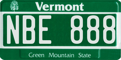VT license plate NBE888