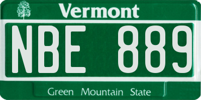 VT license plate NBE889