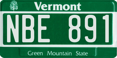 VT license plate NBE891