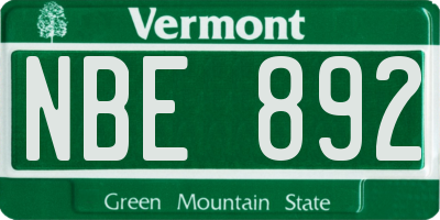 VT license plate NBE892