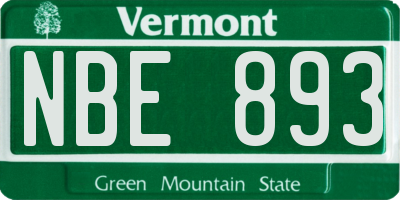 VT license plate NBE893
