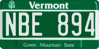 VT license plate NBE894