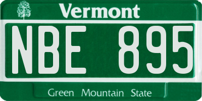 VT license plate NBE895