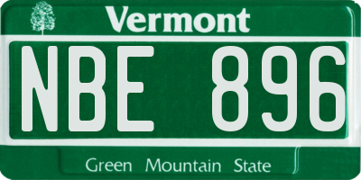 VT license plate NBE896