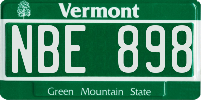 VT license plate NBE898
