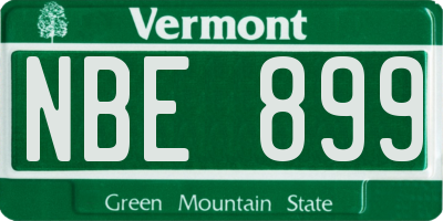 VT license plate NBE899