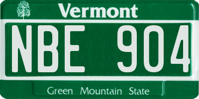 VT license plate NBE904