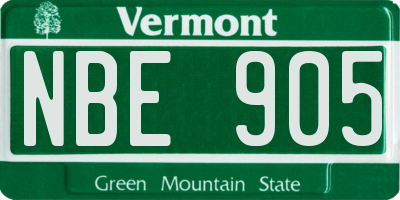 VT license plate NBE905