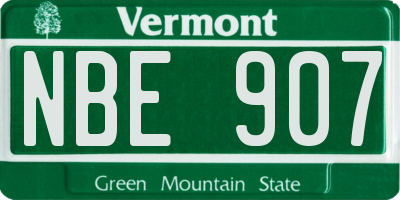 VT license plate NBE907