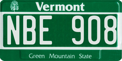 VT license plate NBE908