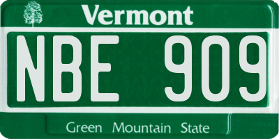 VT license plate NBE909