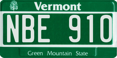 VT license plate NBE910