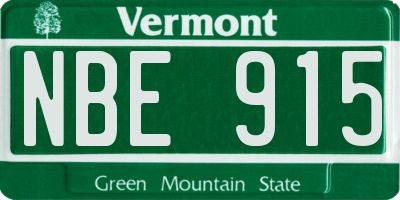 VT license plate NBE915