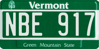 VT license plate NBE917