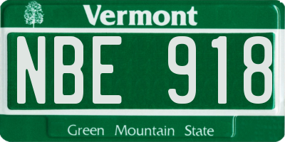 VT license plate NBE918