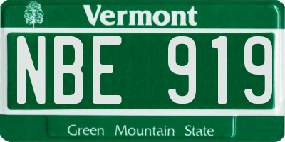 VT license plate NBE919