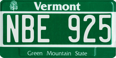 VT license plate NBE925