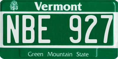 VT license plate NBE927