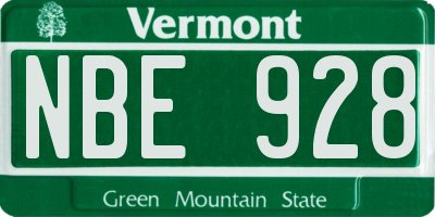 VT license plate NBE928