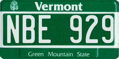 VT license plate NBE929