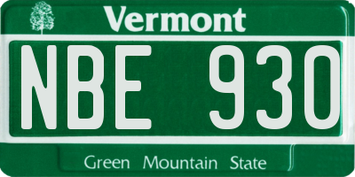 VT license plate NBE930