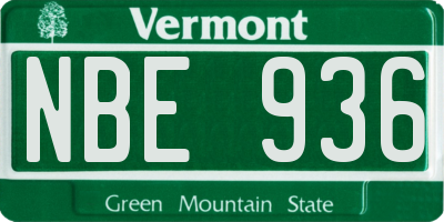 VT license plate NBE936