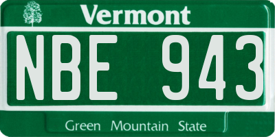 VT license plate NBE943