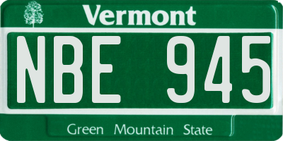 VT license plate NBE945