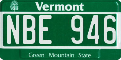 VT license plate NBE946